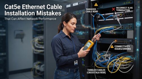Cat5e Ethernet cable installation mistakes affecting network performance